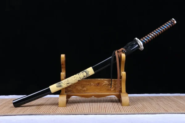 Katana – Heat-Blued Damascus Steel Blade | Akaao