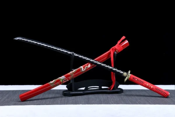 Katana – Black Dragon Engraved Manganese Steel Battle-Ready Blade | Ryuo Shienmaryu