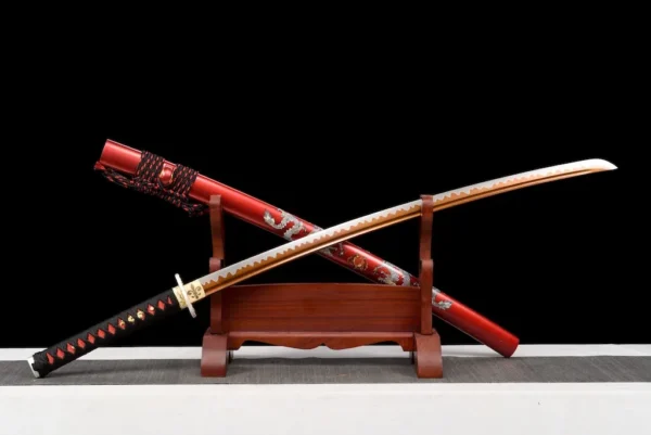 Katana – Red Wave Pattern Manganese Steel Battle-Ready Blade | Shadow Demon