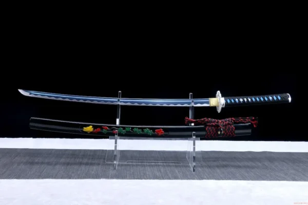 Katana – Blue Tempered High Carbon Steel Blade with Koi Tsuba | Butterfly Love