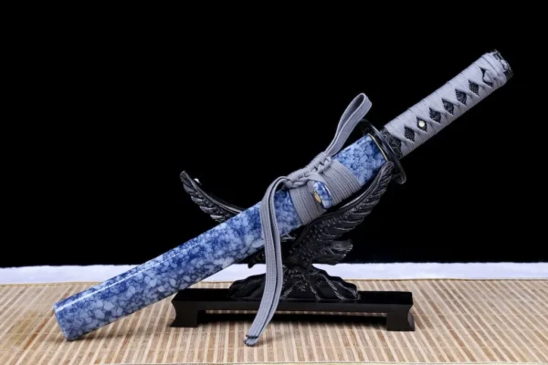 Tanto – Red Heat-Blued Twisted Damascus Steel Blade | Soukyu Sekketsu