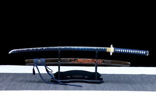 Katana – Blue Tempered High Carbon Steel Blade with Water Ripple Polish | Shinkai Koi Edition