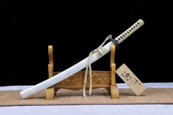 Wakizashi – Blackened Manganese Steel Full-Tang Blade | Shikunshi Plum Blossom Edition